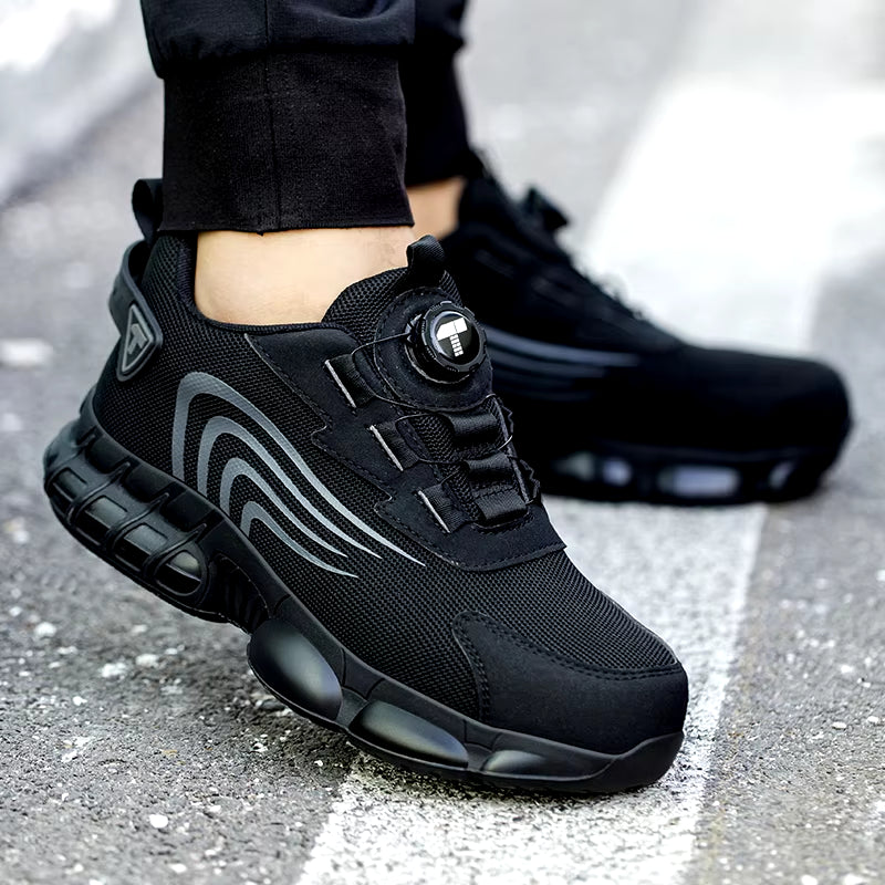 Rotary Button New Safety Shoes for Men, Anti-Impact and Anti-Piercing Work Shoes, Fashionable Men'S Sports Shoes, and Safety Pro