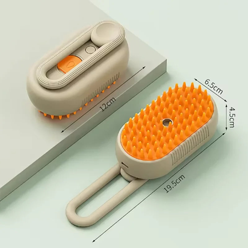Pet Grooming Spray Massage Brush with One-Button Steam Function and Rotatable Design for Effective Hair Removal
