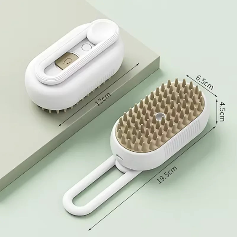 Pet Grooming Spray Massage Brush with One-Button Steam Function and Rotatable Design for Effective Hair Removal